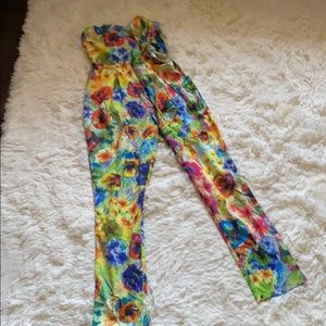 Strapless bright color jumpsuit